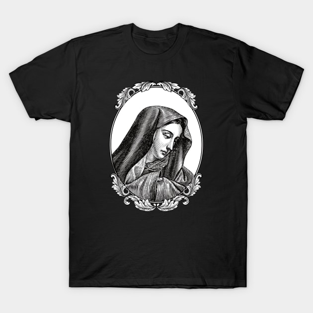 Vintage Virgin Mary Maria Portrait T-Shirt by Beltschazar